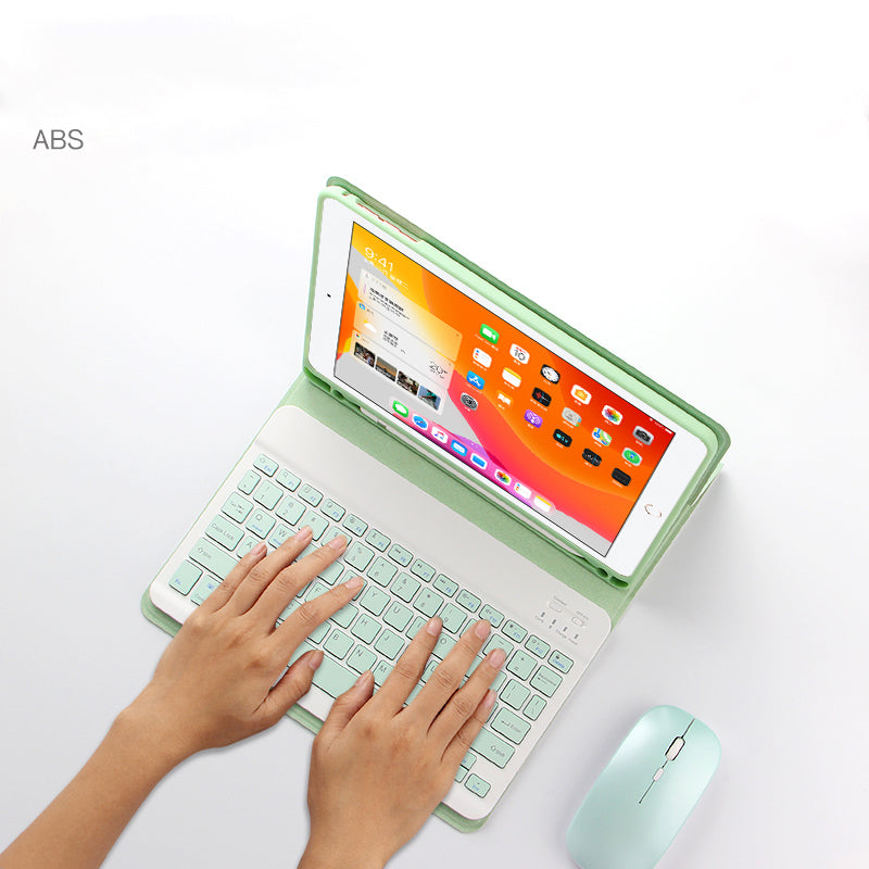 AJIUYU 2-in-1 Wireless Bluetooth Keyboard Leather Shell with Pen Slot for iPad 10.2 (2021)/(2020)/(2019)
