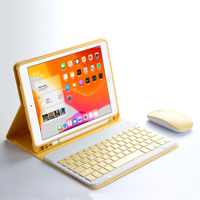 AJIUYU 2-in-1 Wireless Bluetooth Keyboard Leather Shell with Pen Slot for iPad 10.2 (2021)/(2020)/(2019)