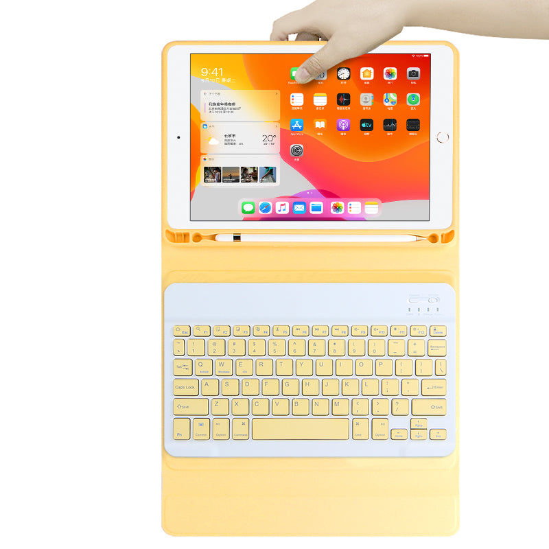 AJIUYU 2-in-1 Wireless Bluetooth Keyboard Leather Shell with Pen Slot for iPad 10.2 (2021)/(2020)/(2019)