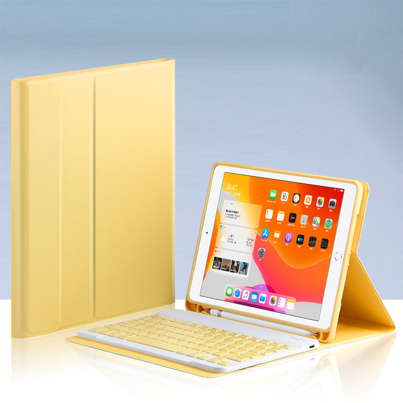 AJIUYU 2-in-1 Wireless Bluetooth Keyboard Leather Shell with Pen Slot for iPad 10.2 (2021)/(2020)/(2019)