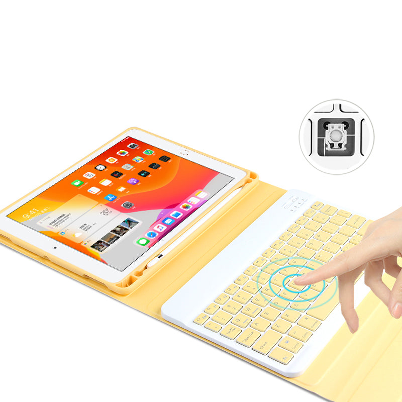 AJIUYU 2-in-1 Wireless Bluetooth Keyboard Leather Shell with Pen Slot for iPad 10.2 (2021)/(2020)/(2019)