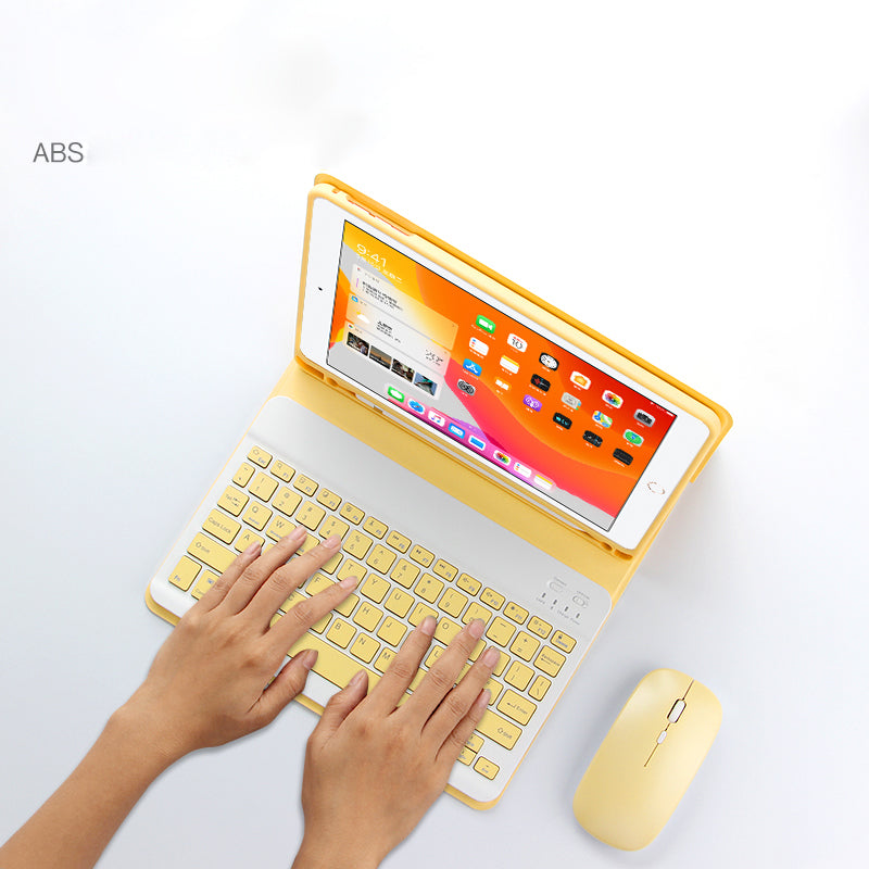 AJIUYU 2-in-1 Wireless Bluetooth Keyboard Leather Shell with Pen Slot for iPad 10.2 (2021)/(2020)/(2019)