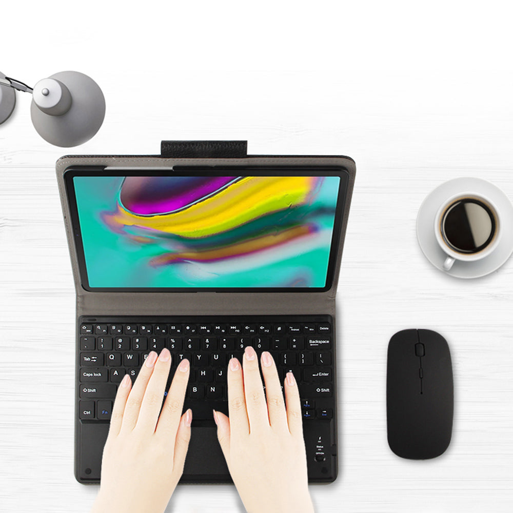 AJIUYU Wireless Touch Pad Bluetooth Keyboard with Stand Leather Case for Samsung Galaxy Tab A7 10.4 (2020) T500 / T505