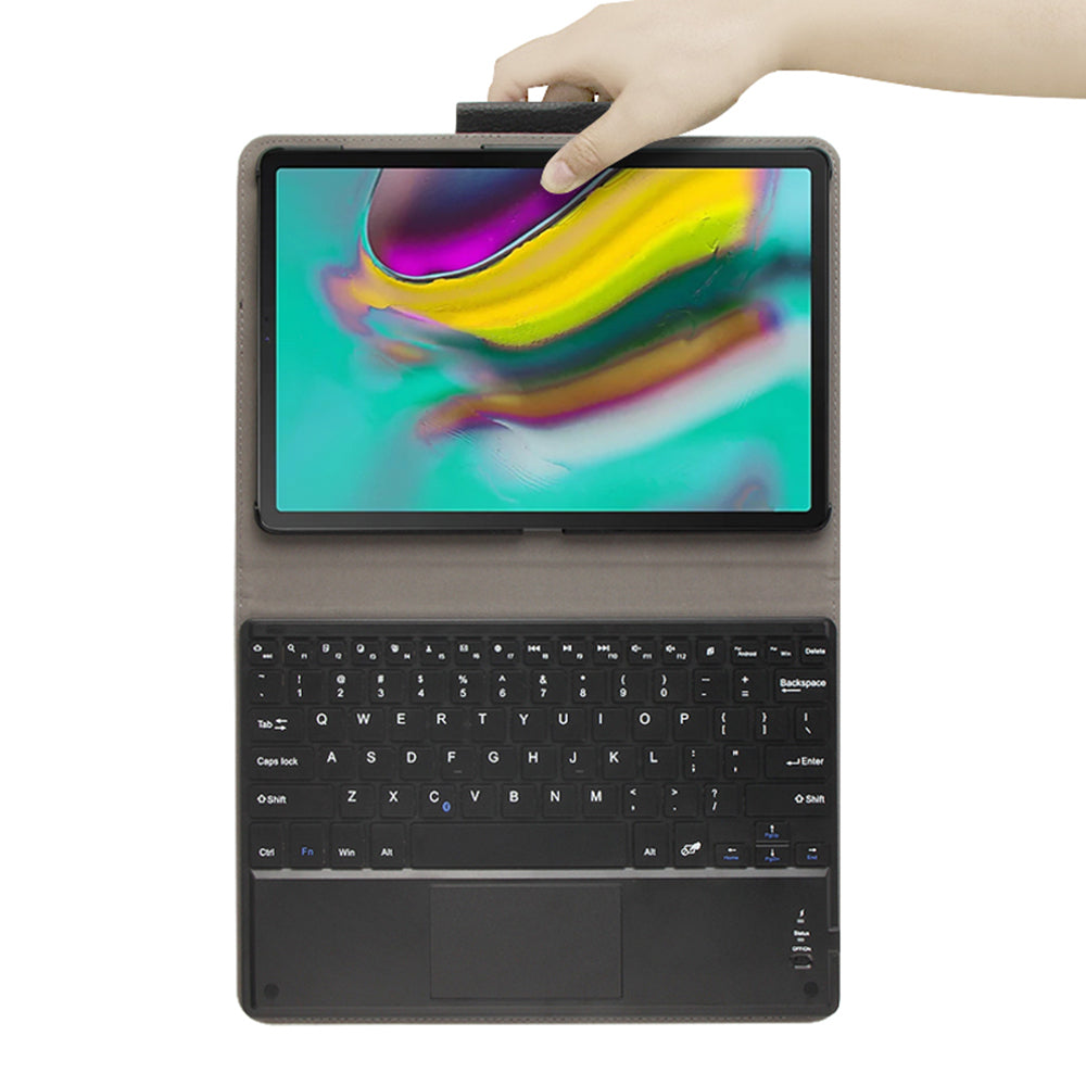 AJIUYU Wireless Touch Pad Bluetooth Keyboard with Stand Leather Case for Samsung Galaxy Tab A7 10.4 (2020) T500 / T505