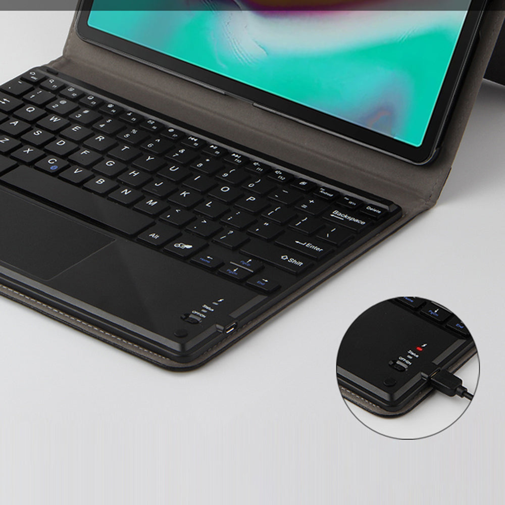 AJIUYU Wireless Touch Pad Bluetooth Keyboard with Stand Leather Case for Samsung Galaxy Tab A7 10.4 (2020) T500 / T505
