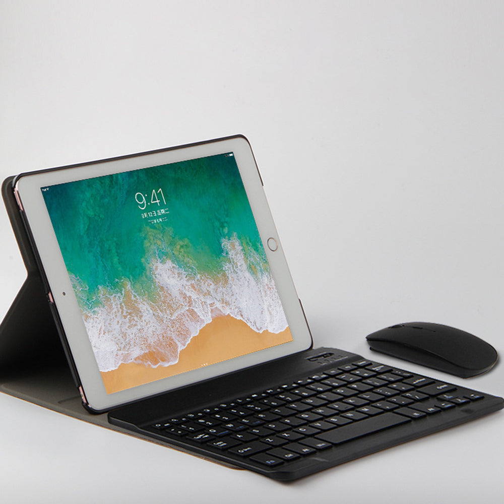 JIUYU Wireless Bluetooth Keyboard with Leather Stand Cover Shell for iPad Air (2013)/Air 2/9.7-inch (2017)/9.7-inch (2018)