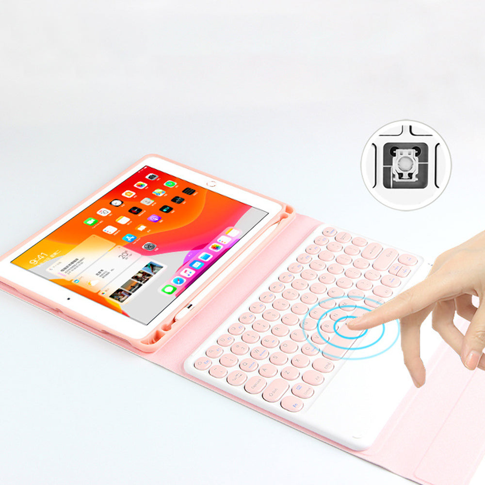 JIUYU Candy Color Leather Cover Shell + Wireless Bluetooth Keyboard Set with Stand for iPad Pro 10.5-inch (2017)/Air 10.5 inch (2019)