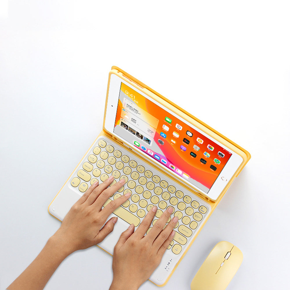JIUYU Candy Color Leather Cover Shell + Wireless Bluetooth Keyboard Set with Stand for iPad Pro 10.5-inch (2017)/Air 10.5 inch (2019)