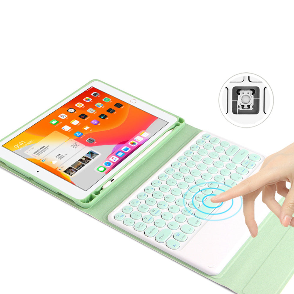 JIUYU Candy Color Leather Cover Shell + Wireless Bluetooth Keyboard Set with Stand for iPad Pro 10.5-inch (2017)/Air 10.5 inch (2019)