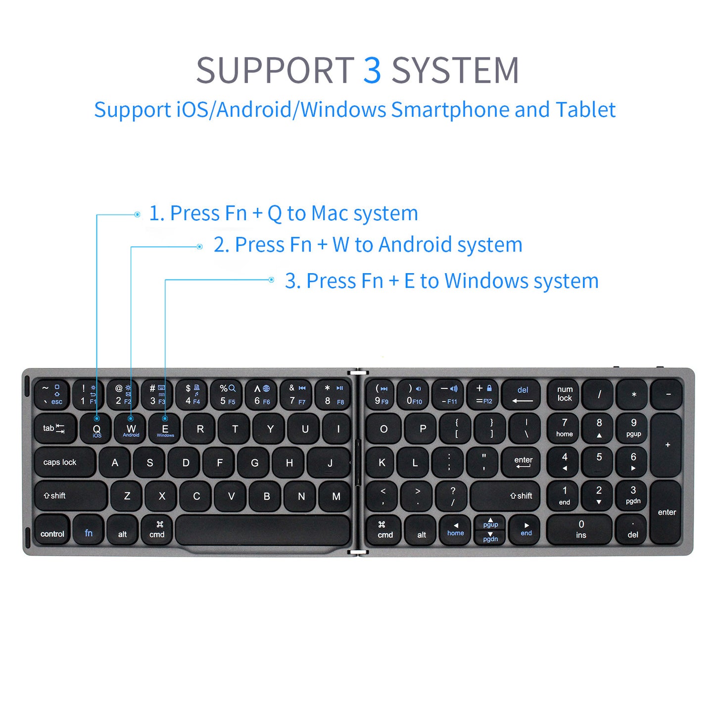 FK328 Portable Folding Wireless Bluetooth Keyboard for iOS/Android/Windows