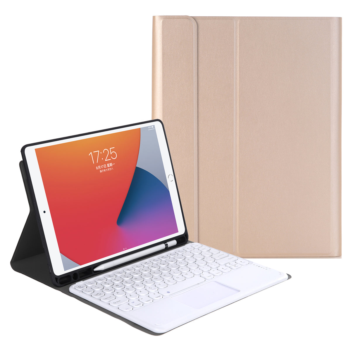 YA102B-A Bluetooth Keyboard with Leather Case for iPad 10.2 (2021)/(2020)/(2019)/iPad Air 10.5 inch (2019)/iPad Pro 10.5 inch (2017)