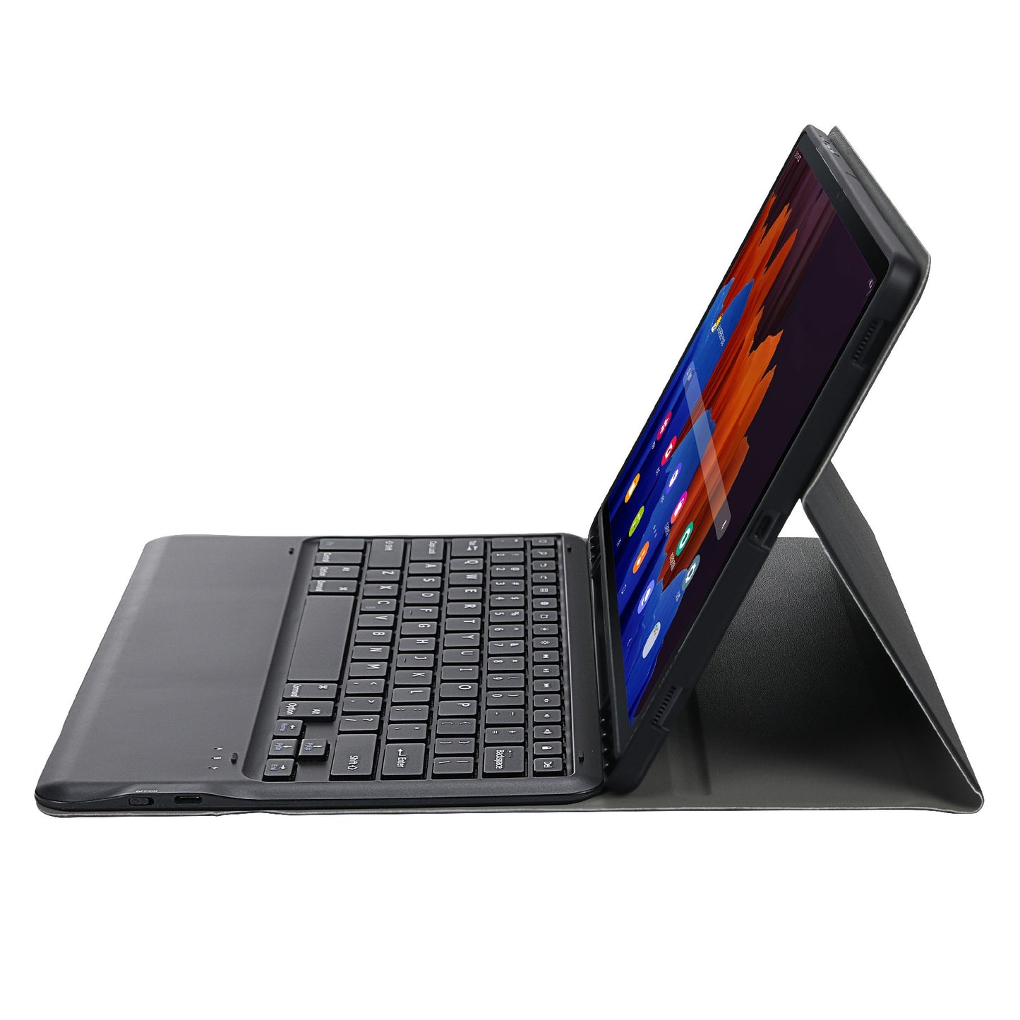 A970B Leather Case Bluetooth Keyboard with Built-in Pen Slot for Samsung Galaxy Tab S7 FE T730 T736/S7 Plus 12.4 Inch (T970/T975 2020)