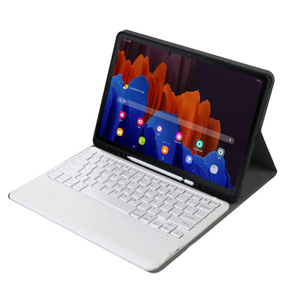 A970B Leather Case Bluetooth Keyboard with Built-in Pen Slot for Samsung Galaxy Tab S7 FE T730 T736/S7 Plus 12.4 Inch (T970/T975 2020)