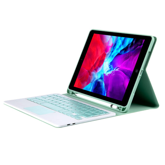 T11B-A Candy Color Leather Stand Case with Bluetooth Touchpad Keyboard Built-in Pen Slot for iPad Pro 11-inch (2021)