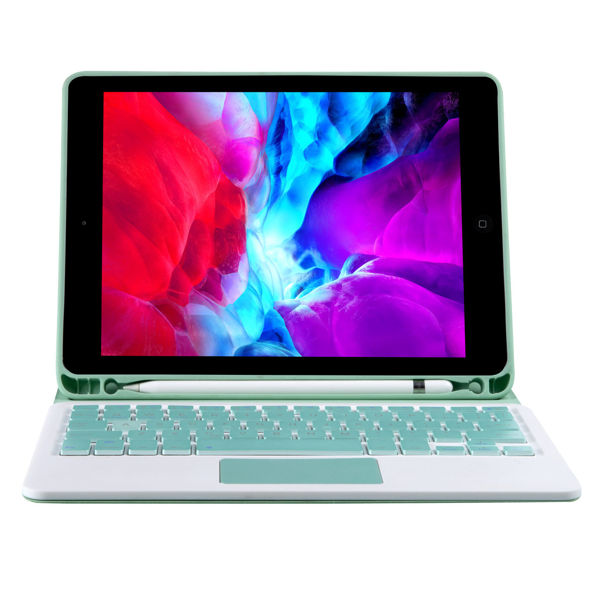 T11B-A Candy Color Leather Stand Case with Bluetooth Touchpad Keyboard Built-in Pen Slot for iPad Pro 11-inch (2021)