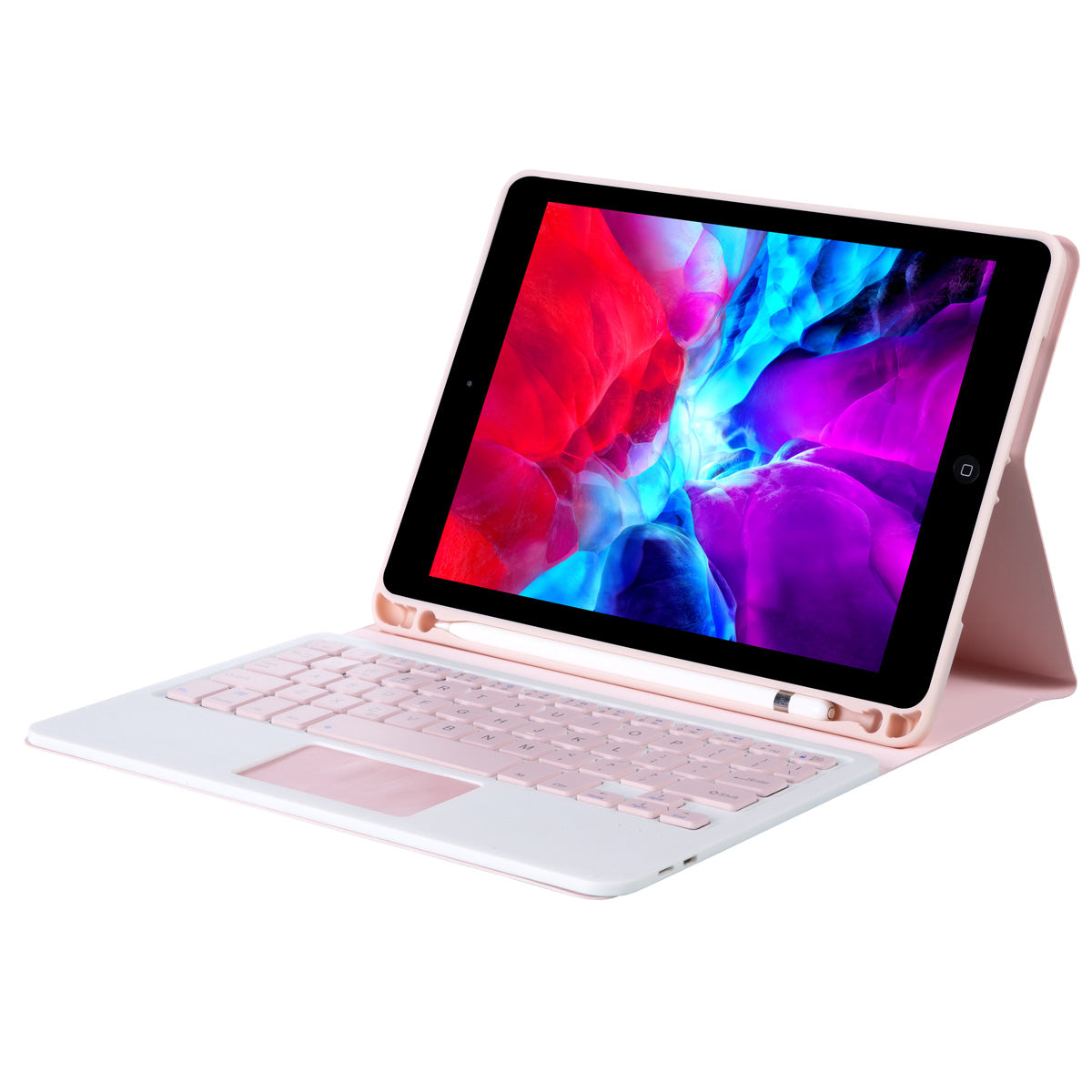 T11B-A Candy Color Leather Stand Case with Bluetooth Touchpad Keyboard Built-in Pen Slot for iPad Pro 11-inch (2021)