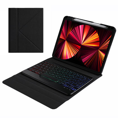 B011S Bluetooth Keyboard Leather Tablet Stand Case Protector with Backlight for iPad Pro 11-inch (2021/2020/2018)/iPad Air (2022)/(2020)