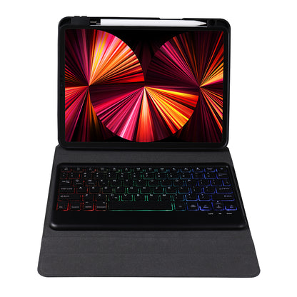 B011S Bluetooth Keyboard Leather Tablet Stand Case Protector with Backlight for iPad Pro 11-inch (2021/2020/2018)/iPad Air (2022)/(2020)