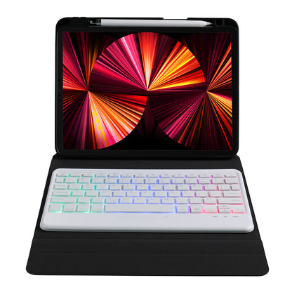 B011S Bluetooth Keyboard Leather Tablet Stand Case Protector with Backlight for iPad Pro 11-inch (2021/2020/2018)/iPad Air (2022)/(2020)