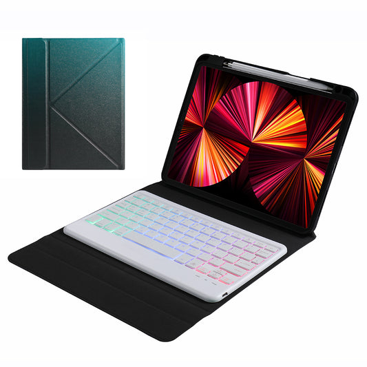 B011S Bluetooth Keyboard Leather Tablet Stand Case Protector with Backlight for iPad Pro 11-inch (2021/2020/2018)/iPad Air (2022)/(2020)