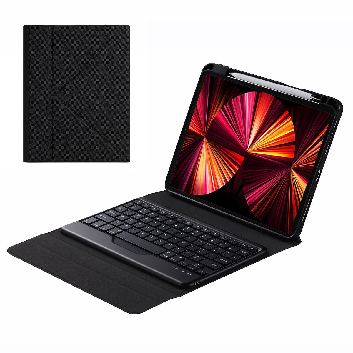 B011 Trid-fold Stand Bluetooth Keyboard Tablet Case Cover with Pen Slot for iPad Pro 11-inch (2021/2020/2018)/iPad Air (2022)/(2020)