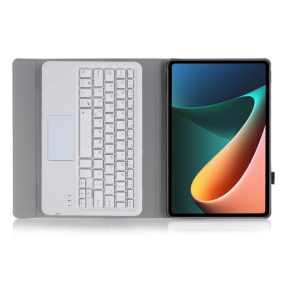 AN05-A TPU Frame + Leather Stand Case with Detachable Bluetooth Touchpad Keyboard for Xiaomi Pad 5/5 Pro