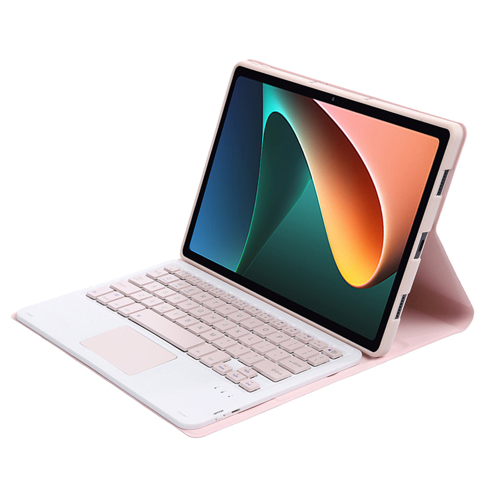 AN05-A TPU Frame + Leather Stand Case with Detachable Bluetooth Touchpad Keyboard for Xiaomi Pad 5/5 Pro