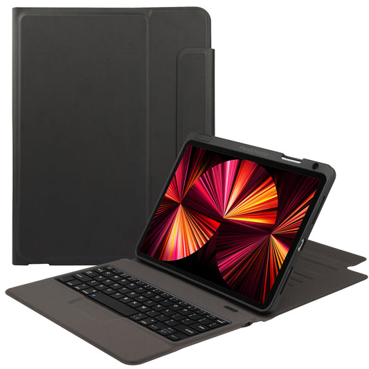 6016 Compact and Thin Wireless Bluetooth Keyboard + Delicate PU Leather Protective Cover Case for iPad Pro 11-inch (2021)/(2020)/(2018)/Air (2022)/(2020)
