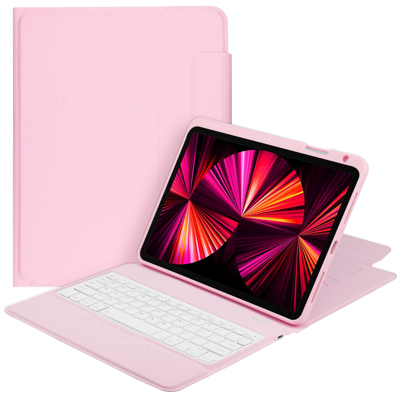 6016 Compact and Thin Wireless Bluetooth Keyboard + Delicate PU Leather Protective Cover Case for iPad Pro 11-inch (2021)/(2020)/(2018)/Air (2022)/(2020)