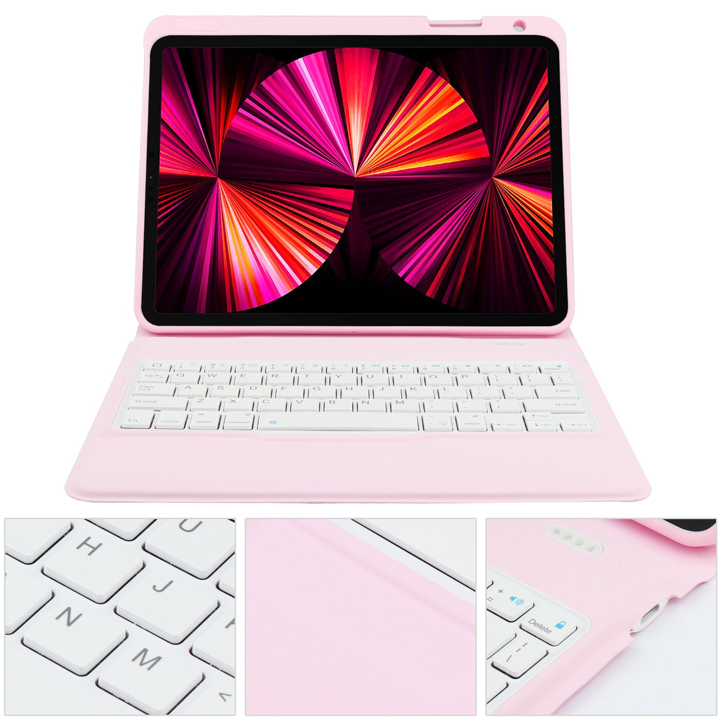 6016 Compact and Thin Wireless Bluetooth Keyboard + Delicate PU Leather Protective Cover Case for iPad Pro 11-inch (2021)/(2020)/(2018)/Air (2022)/(2020)