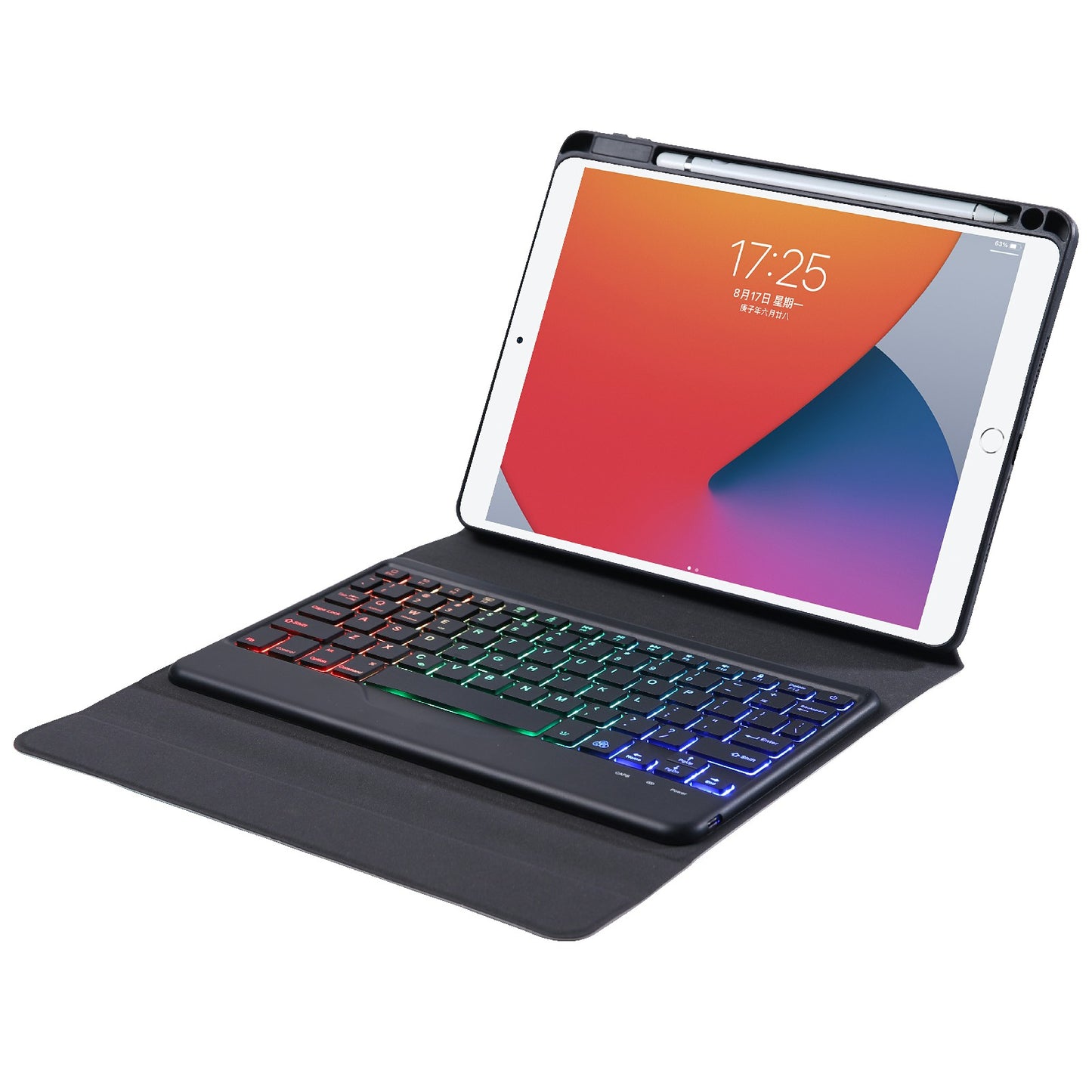 B07S Bluetooth Keyboard with Triangle Support Stand Leather Case [with Backlit] for iPad 9.7 (2017) (2018) / iPad Pro 9.7 (2016) / iPad Air 2