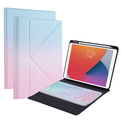 B07S Bluetooth Keyboard with Triangle Support Stand Leather Case [with Backlit] for iPad 9.7 (2017) (2018) / iPad Pro 9.7 (2016) / iPad Air 2
