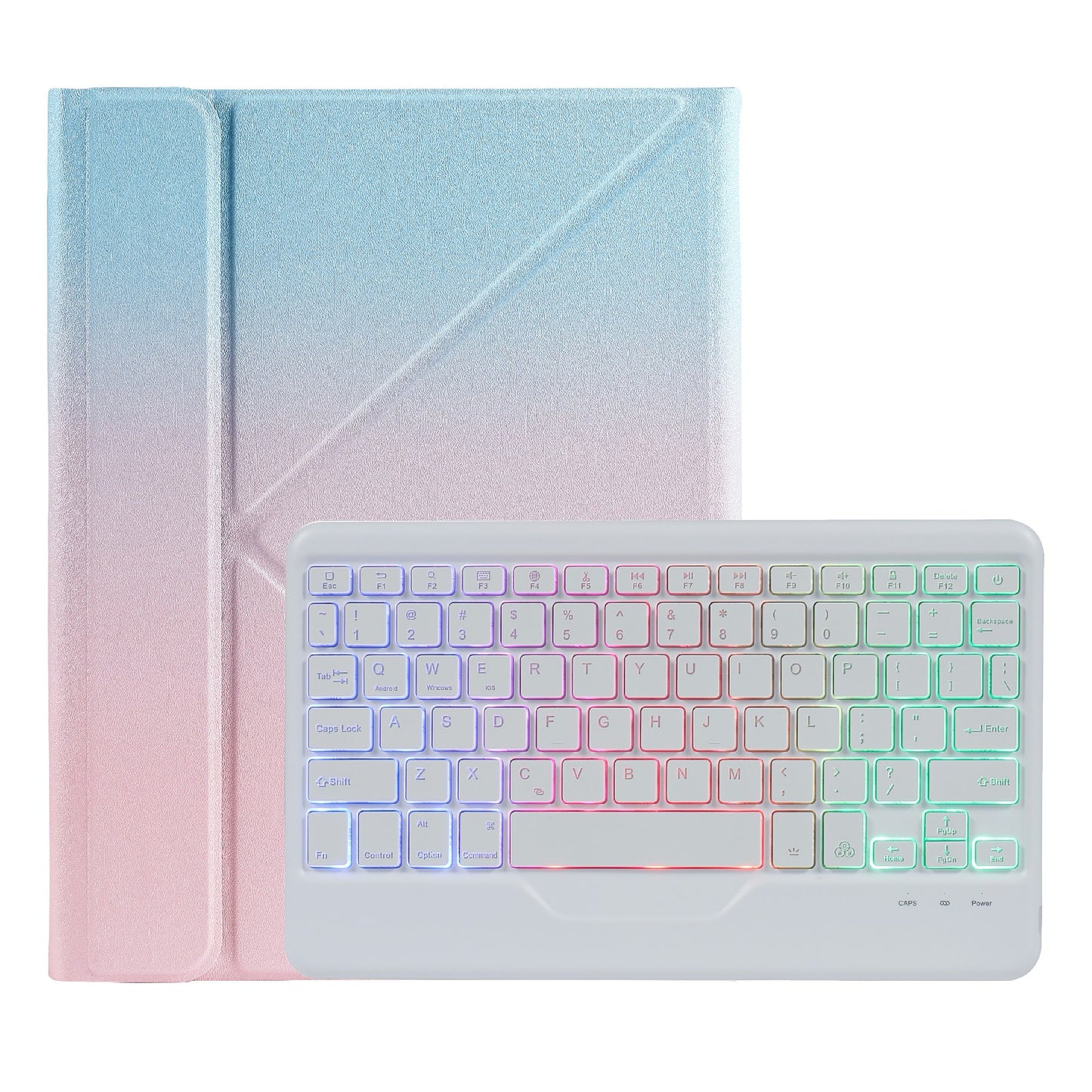 B07S Bluetooth Keyboard with Triangle Support Stand Leather Case [with Backlit] for iPad 9.7 (2017) (2018) / iPad Pro 9.7 (2016) / iPad Air 2