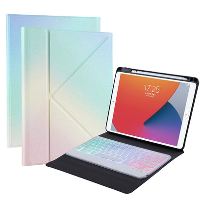 B07S Bluetooth Keyboard with Triangle Support Stand Leather Case [with Backlit] for iPad 9.7 (2017) (2018) / iPad Pro 9.7 (2016) / iPad Air 2