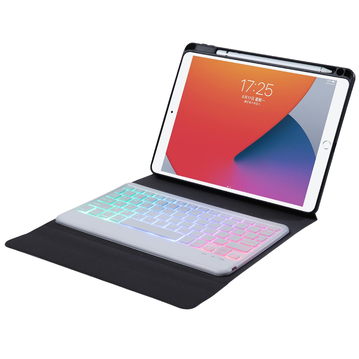 B07S Bluetooth Keyboard with Triangle Support Stand Leather Case [with Backlit] for iPad 9.7 (2017) (2018) / iPad Pro 9.7 (2016) / iPad Air 2