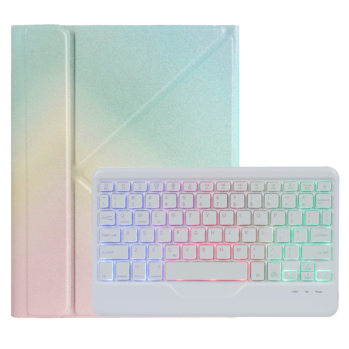 B07S Bluetooth Keyboard with Triangle Support Stand Leather Case [with Backlit] for iPad 9.7 (2017) (2018) / iPad Pro 9.7 (2016) / iPad Air 2