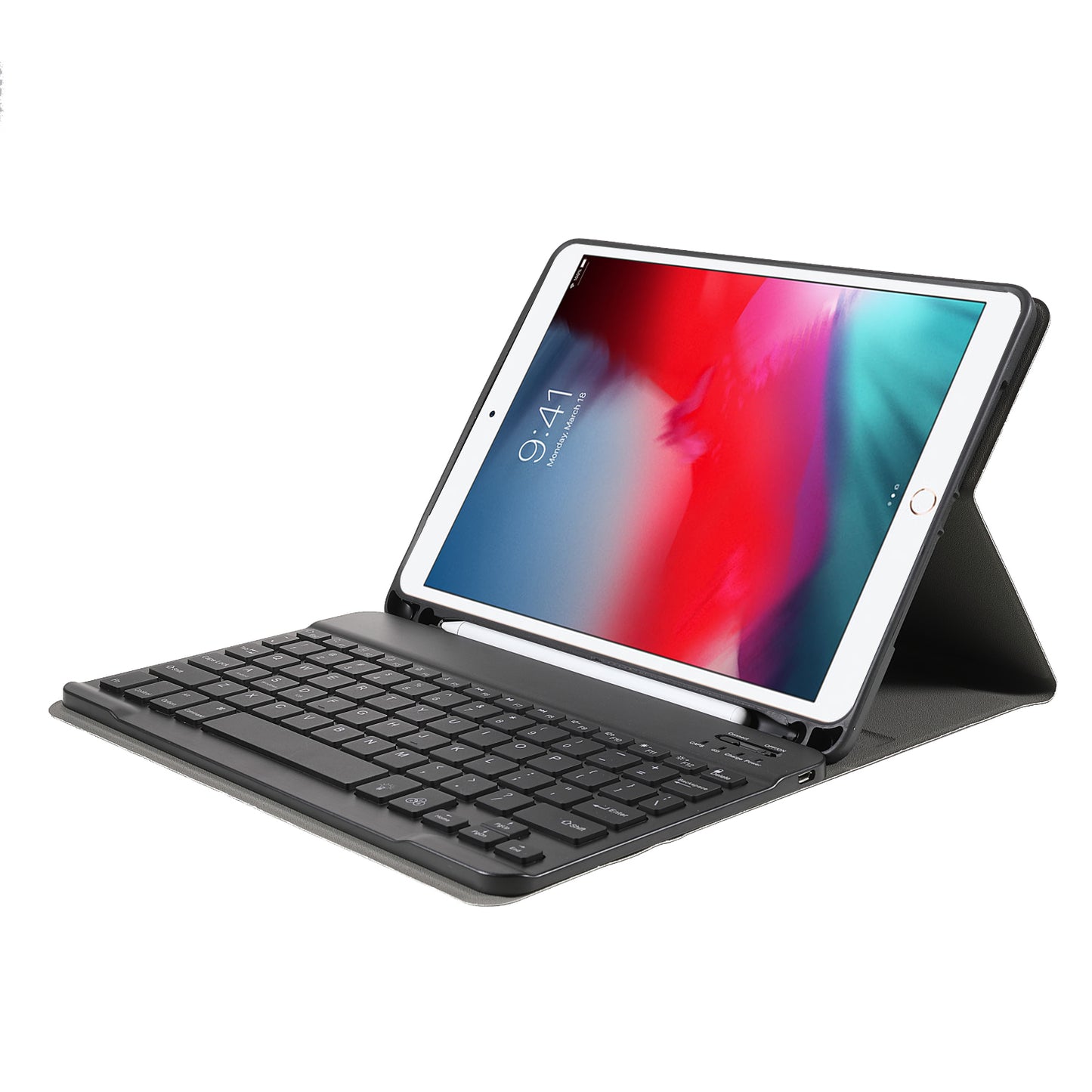 A07BS Ultra Thin Detachable Bluetooth Keyboard Leather Case with Pen Slot and Backlit for iPad Air/Air 2/Pro 9.7 (2016)/9.7 (2017)/(2018)