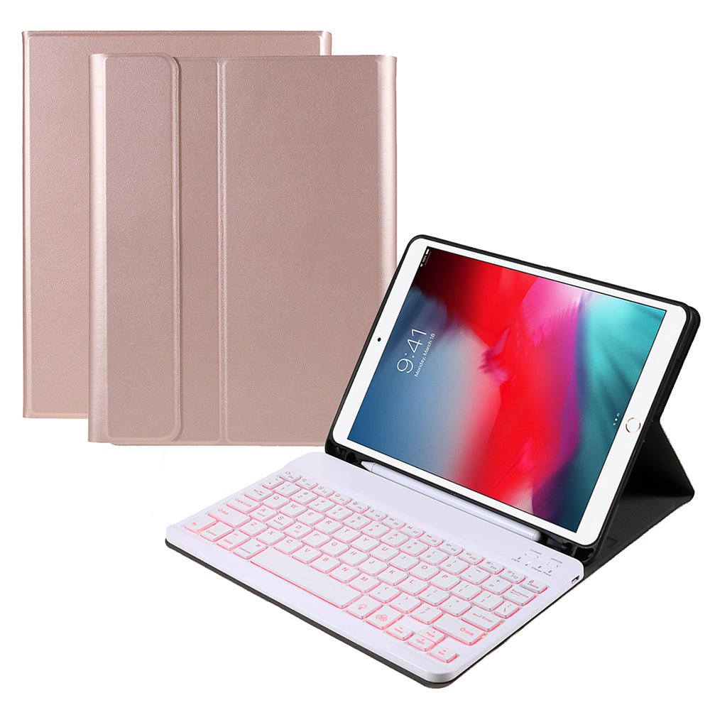 A07BS Ultra Thin Detachable Bluetooth Keyboard Leather Case with Pen Slot and Backlit for iPad Air/Air 2/Pro 9.7 (2016)/9.7 (2017)/(2018)