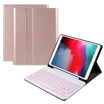 A07BS Ultra Thin Detachable Bluetooth Keyboard Leather Case with Pen Slot and Backlit for iPad Air/Air 2/Pro 9.7 (2016)/9.7 (2017)/(2018)