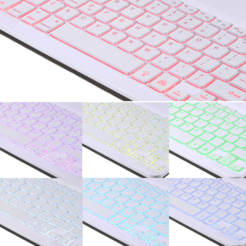 A07BS Ultra Thin Detachable Bluetooth Keyboard Leather Case with Pen Slot and Backlit for iPad Air/Air 2/Pro 9.7 (2016)/9.7 (2017)/(2018)
