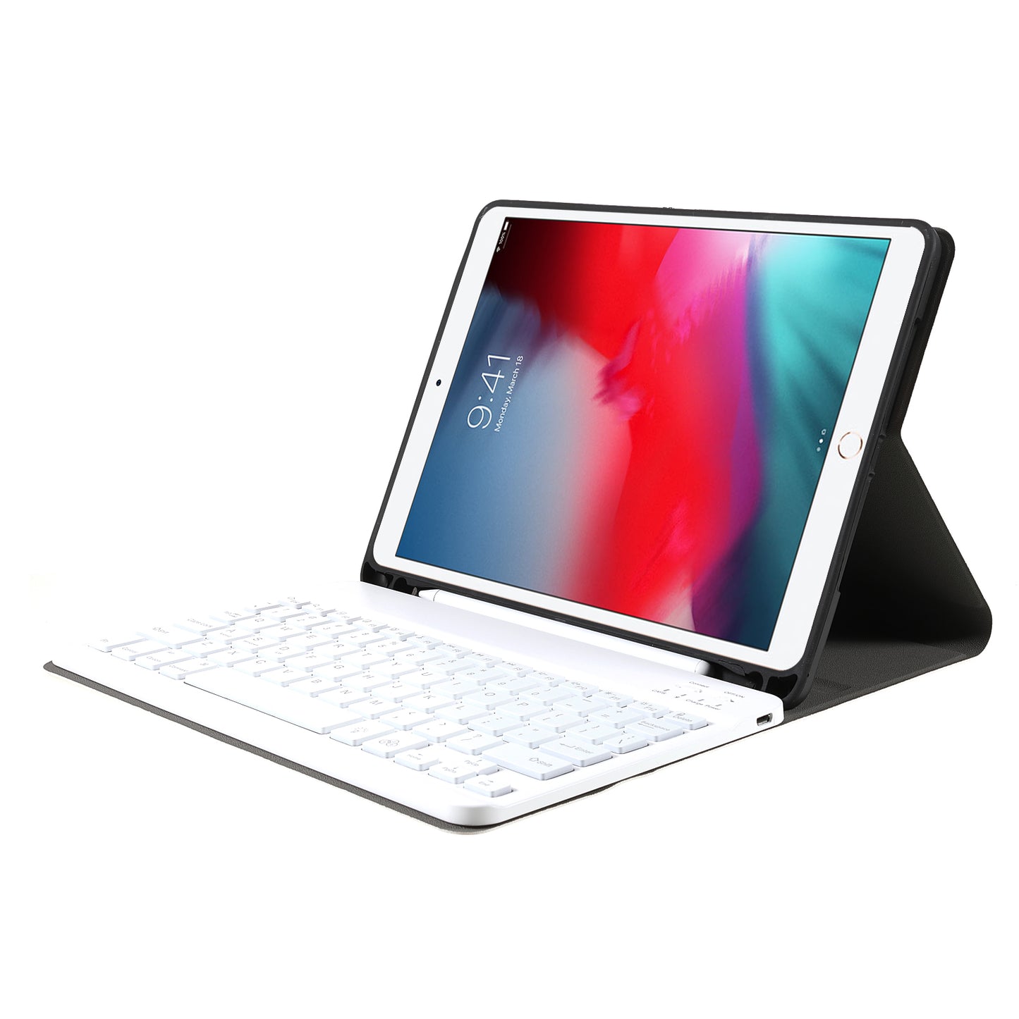 A07BS Ultra Thin Detachable Bluetooth Keyboard Leather Case with Pen Slot and Backlit for iPad Air/Air 2/Pro 9.7 (2016)/9.7 (2017)/(2018)