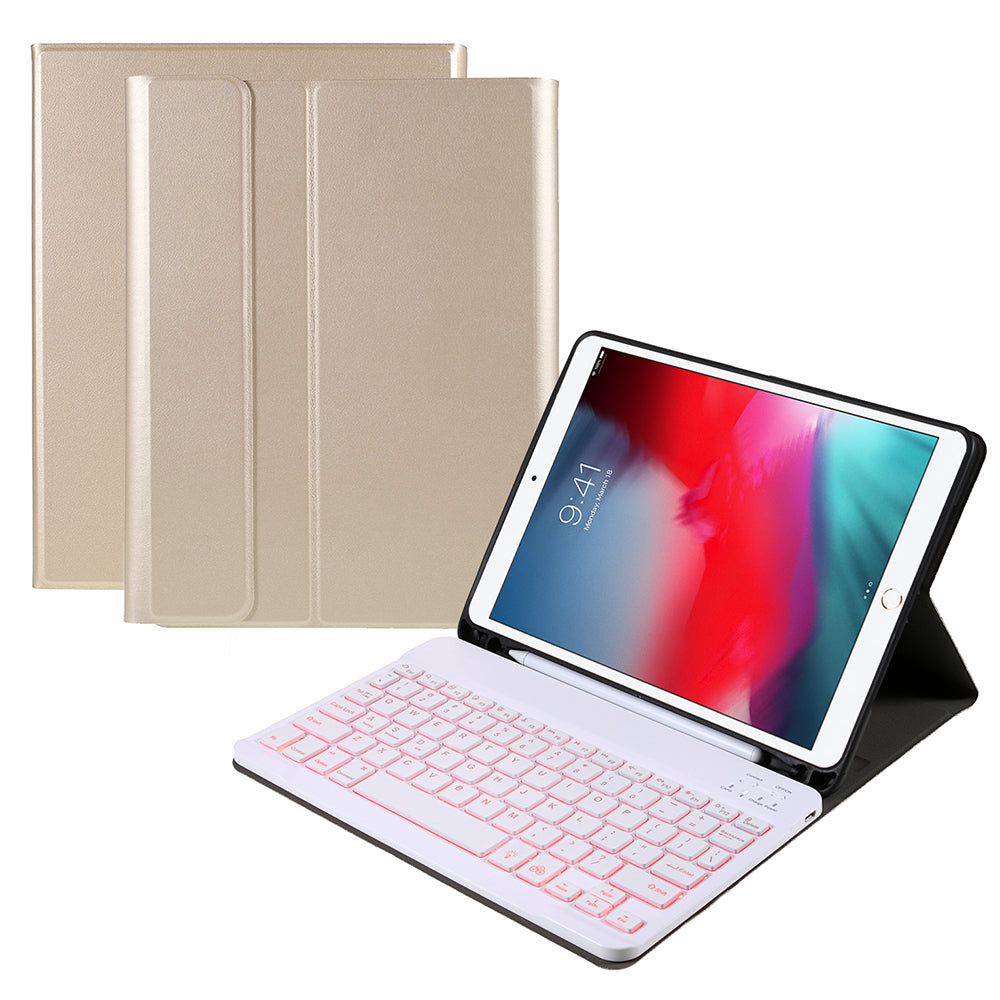 A07BS Ultra Thin Detachable Bluetooth Keyboard Leather Case with Pen Slot and Backlit for iPad Air/Air 2/Pro 9.7 (2016)/9.7 (2017)/(2018)