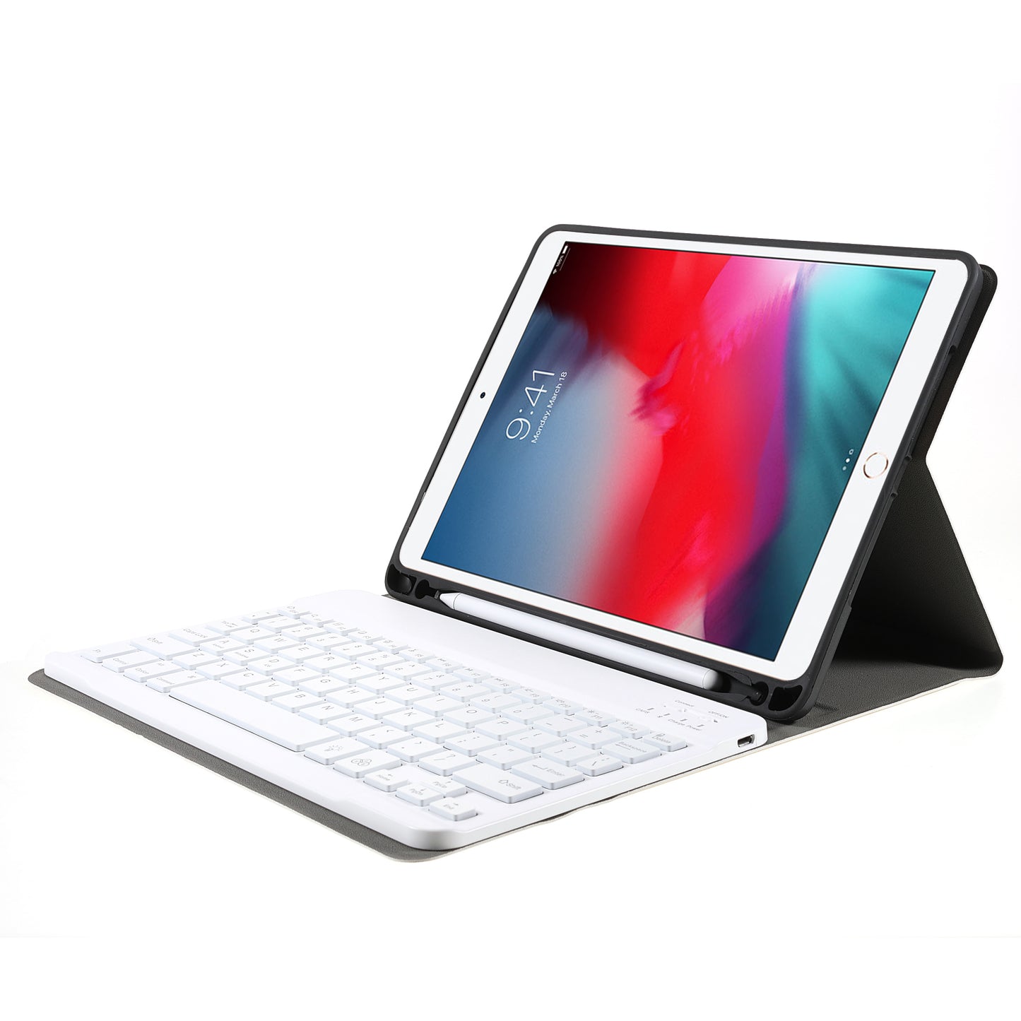 A07BS Ultra Thin Detachable Bluetooth Keyboard Leather Case with Pen Slot and Backlit for iPad Air/Air 2/Pro 9.7 (2016)/9.7 (2017)/(2018)