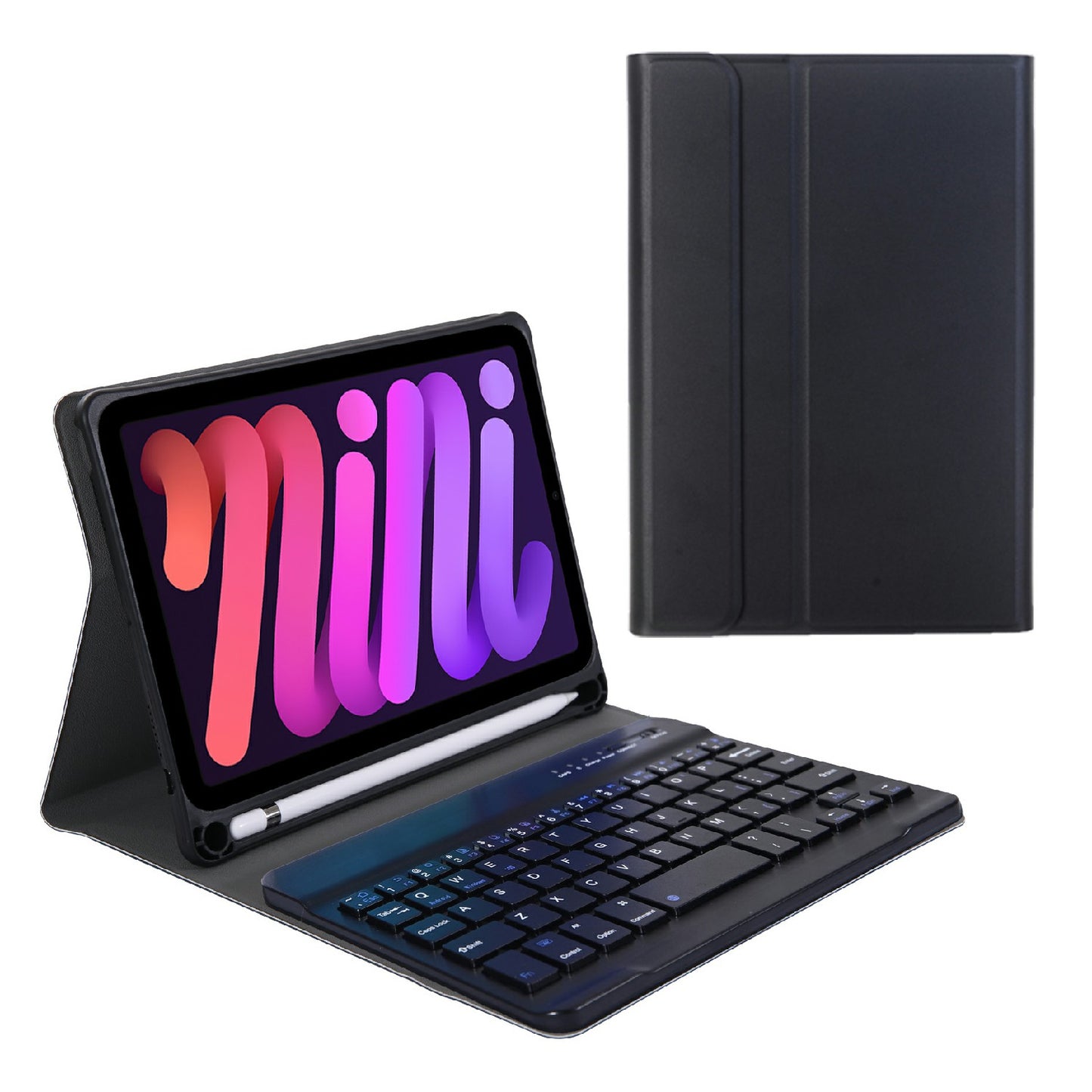 A06B Ultra-thin Leather Stand Protective Case Shell + Bluetooth Keyboard with Pen Slot for iPad mini (2021)