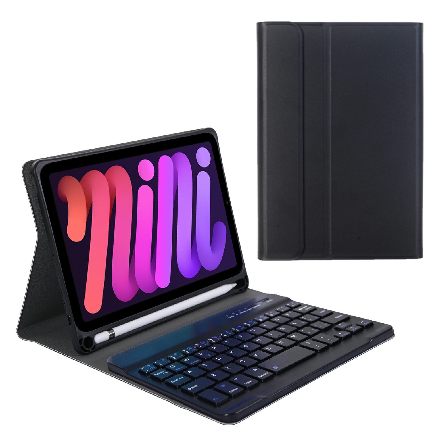 A06B Ultra-thin Leather Stand Protective Case Shell + Bluetooth Keyboard with Pen Slot for iPad mini (2021)