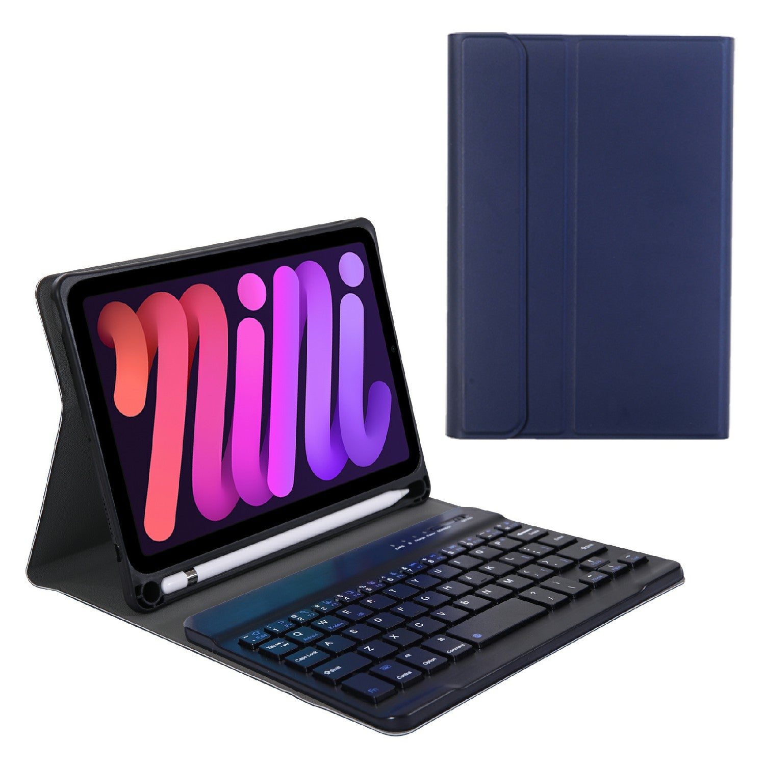 A06B Ultra-thin Leather Stand Protective Case Shell + Bluetooth Keyboard with Pen Slot for iPad mini (2021)