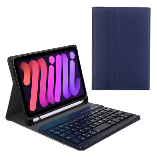 A06B Ultra-thin Leather Stand Protective Case Shell + Bluetooth Keyboard with Pen Slot for iPad mini (2021)