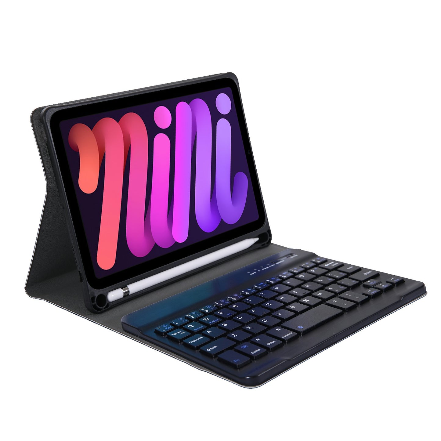 A06B Ultra-thin Leather Stand Protective Case Shell + Bluetooth Keyboard with Pen Slot for iPad mini (2021)