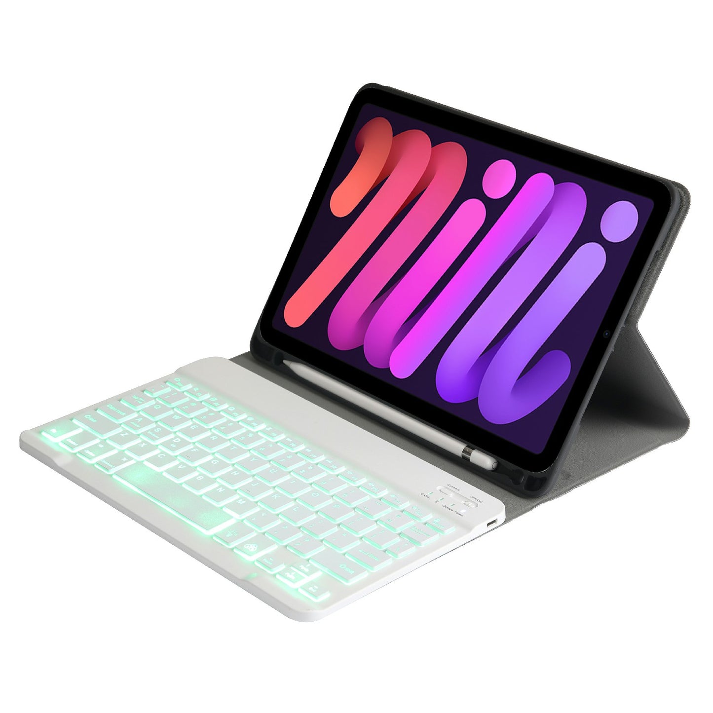 A06BS Ultra-thin Leather Tablet Stand Protective Case Shell + Backlit Bluetooth Keyboard with Pen Slot for iPad mini (2021)