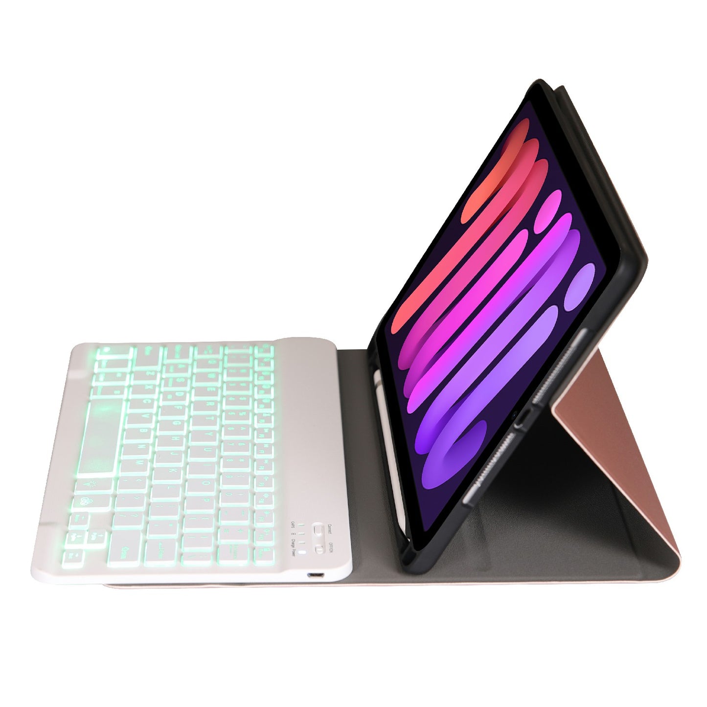 A06BS Ultra-thin Leather Tablet Stand Protective Case Shell + Backlit Bluetooth Keyboard with Pen Slot for iPad mini (2021)